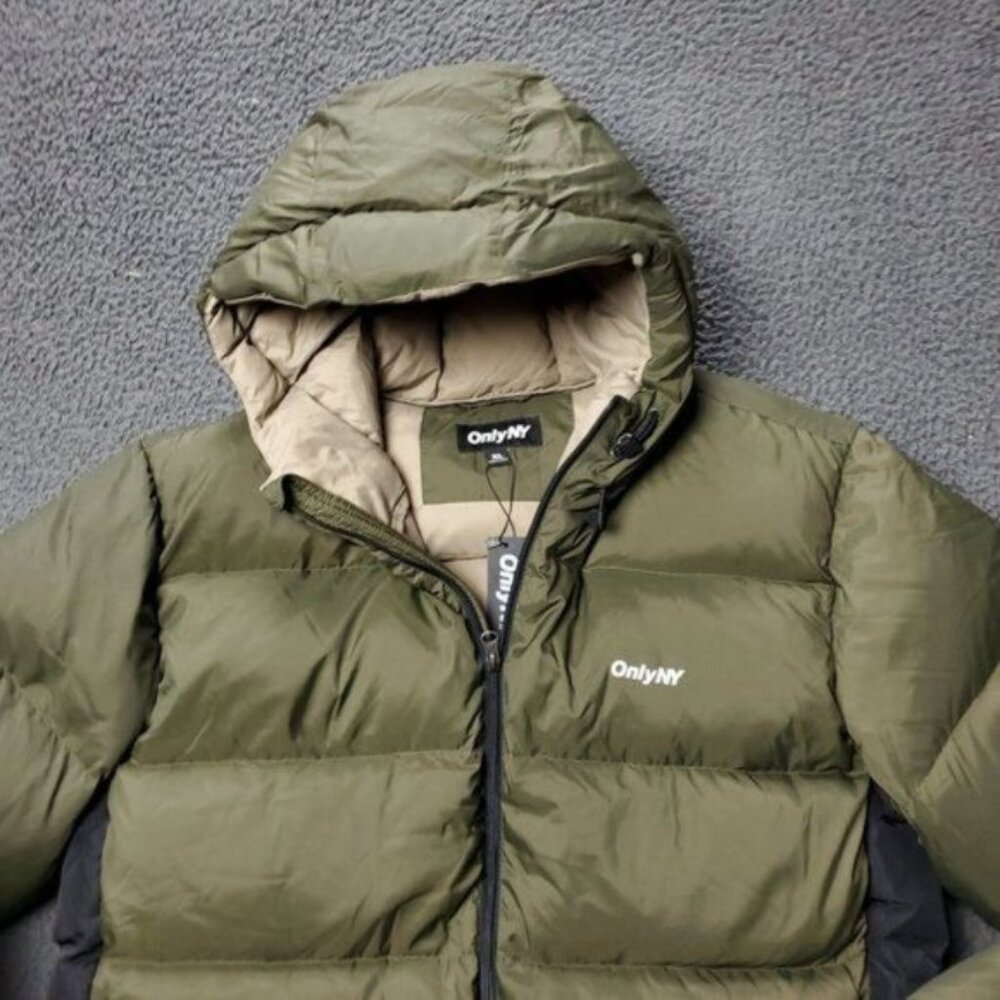 NEW ONLY NY Jacket Mens XL Packable Snorkel Puffer Down Nylon Green